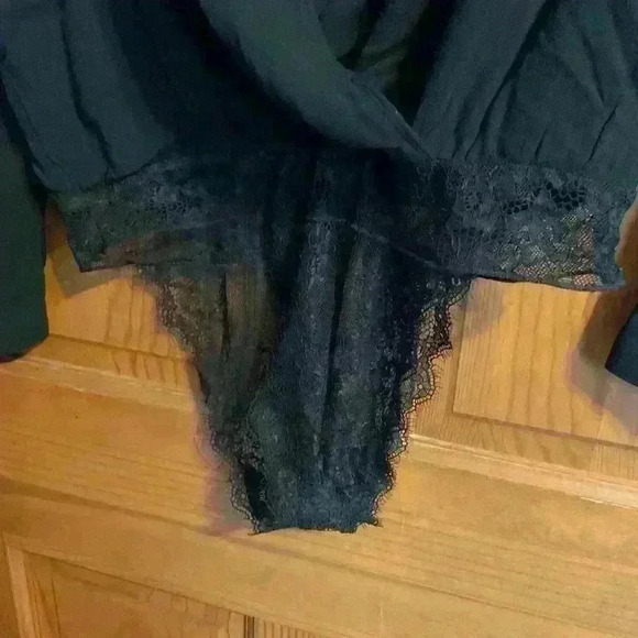 Free People Intimately Elsa black bodysuit with lace bottom. Size XS - Picture 3 of 8
